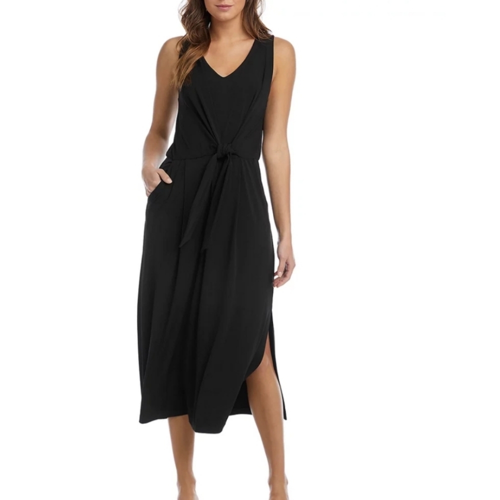 Karen Kane Tie Front Midi Dress In Black Size Large (See Note)